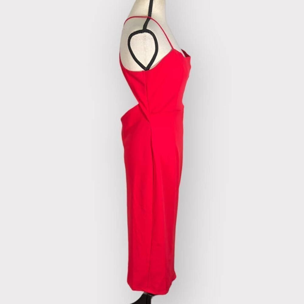 Lulus Get the Party Going Cocktail Bodycon Midi Dress Red Women's Size Large NWT - Picture 6 of 9